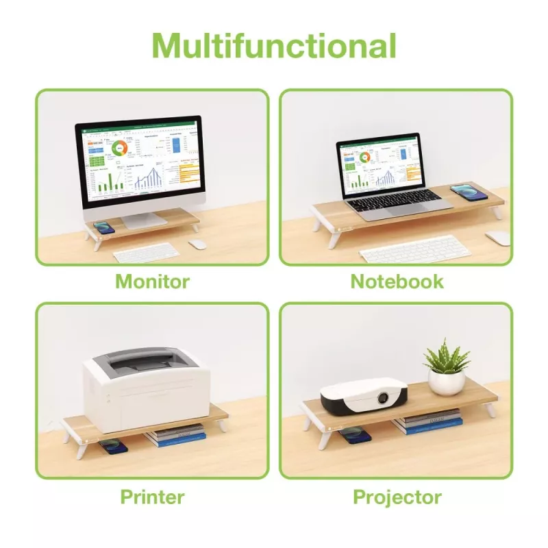 Techly ICA-MS 389 monitor mount / stand Desk White, Wood
