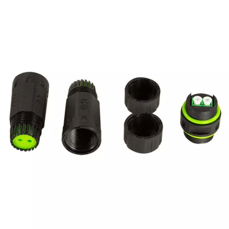Techly IP68 Waterproof Duplex LC Fiber Optic Connector with Two Cable Glands