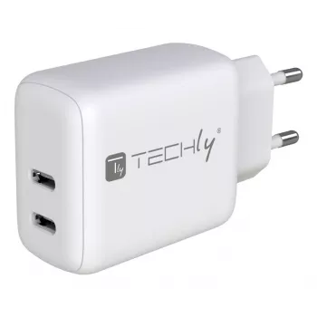 Techly IPW-USB-2C35W mobile device charger Laptop, Smartphone, Tablet White AC Fast charging Indoor