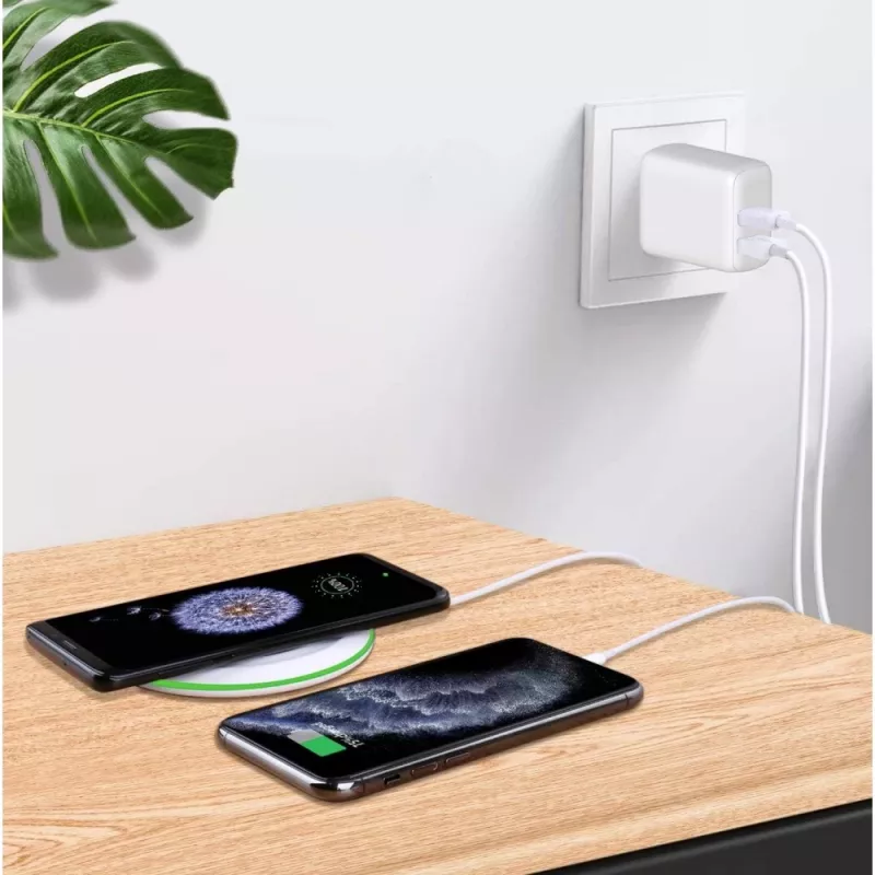 Techly IPW-USB-2C35W mobile device charger Laptop, Smartphone, Tablet White AC Fast charging Indoor