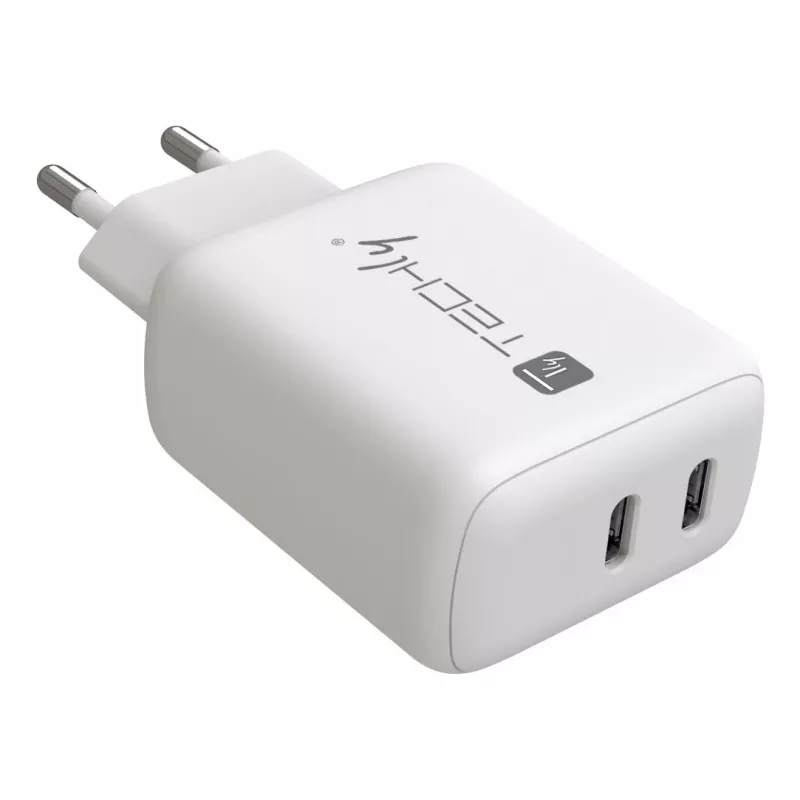 Techly IPW-USB-2C35W mobile device charger Laptop, Smartphone, Tablet White AC Fast charging Indoor