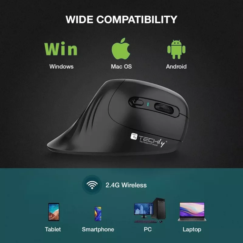 Techly IM 1100-VM-B mouse Medical Right-hand RF Wireless Optical 3200 DPI
