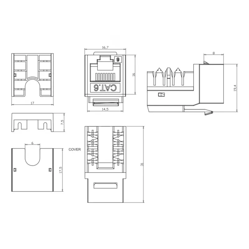 Techly IWP-KIT-C6U90 keystone module