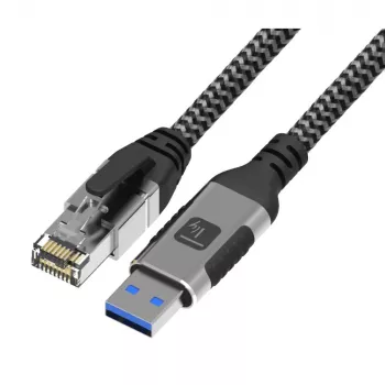 Techly ICOC U3A-RJ45-050 networking cable Silver, Black 5 m Cat6 F/UTP (FTP)
