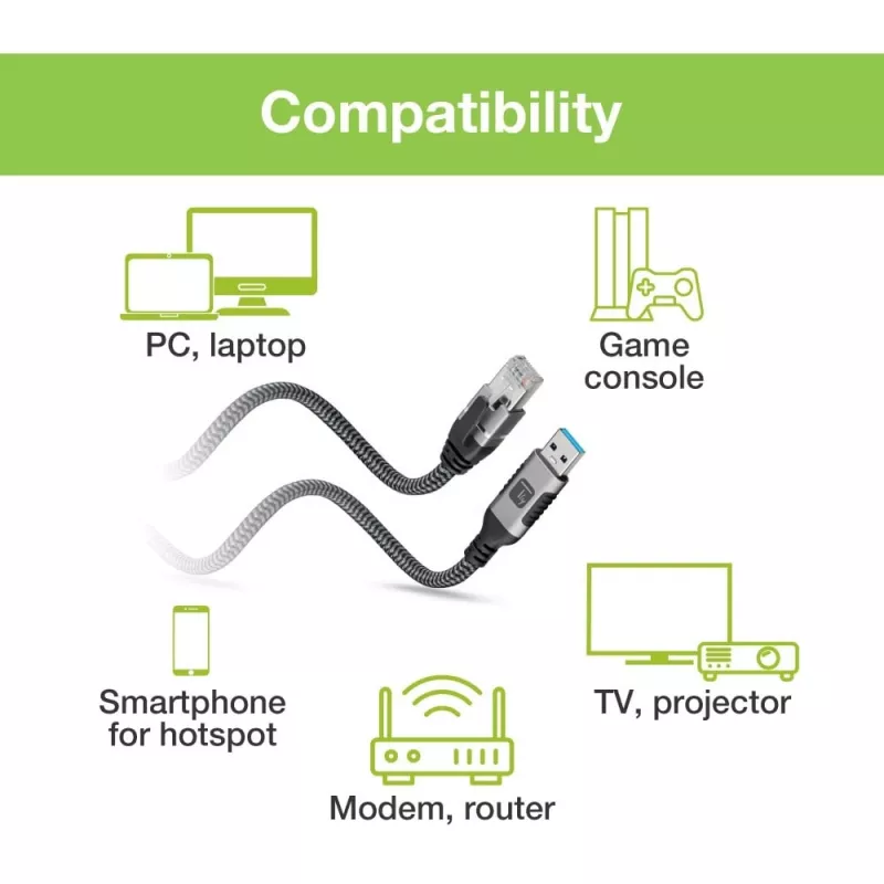 Techly ICOC U3A-RJ45-050 networking cable Silver, Black 5 m Cat6 F/UTP (FTP)
