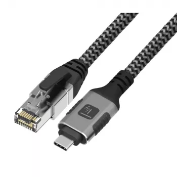 Techly ICOC U3C-RJ45-075 networking cable Silver, Black 7.5 m Cat6 F/UTP (FTP)