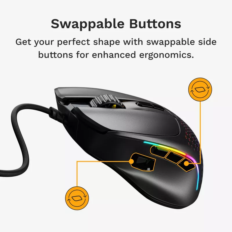 Glorious Gaming Glorious Model IV2 Wired - Black, Right-hand, Optical, USB Type-A, 26000 DPI, Black