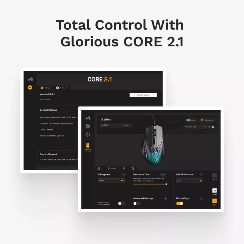 Glorious Gaming Glorious Model IV2 Wired - Black, Right-hand, Optical, USB Type-A, 26000 DPI, Black