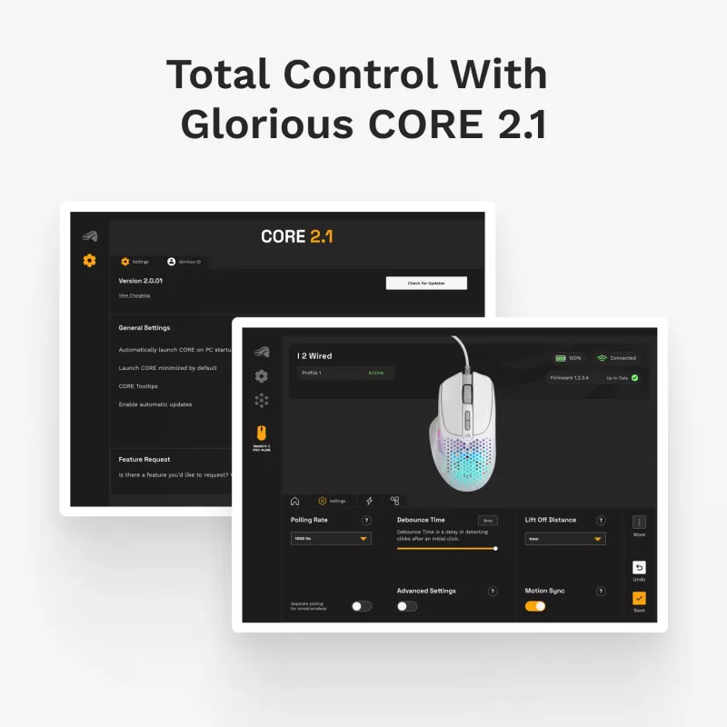 Glorious Gaming Glorious Model IV2 Wired - White, Right-hand, Optical, USB Type-A, 26000 DPI, White