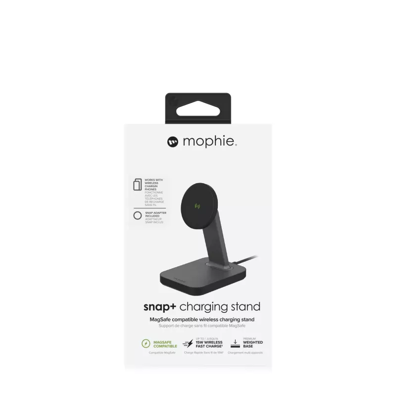 mophie UNV WRLS-snap+ stand-Black-ROC-EU, Indoor, AC, Wireless charging, Black