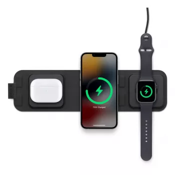 mophie 3-in-1 travel charger with MagSafe (2023), Indoor, USB, Wireless charging, Black