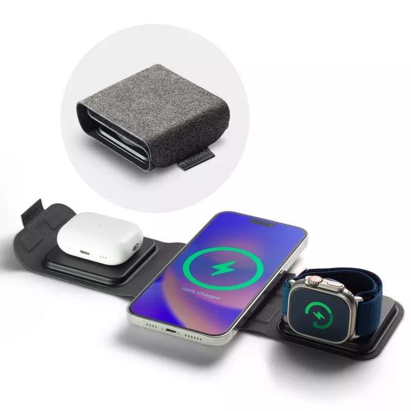 mophie 3-in-1 travel charger with MagSafe (2023), Indoor, USB, Wireless charging, Black