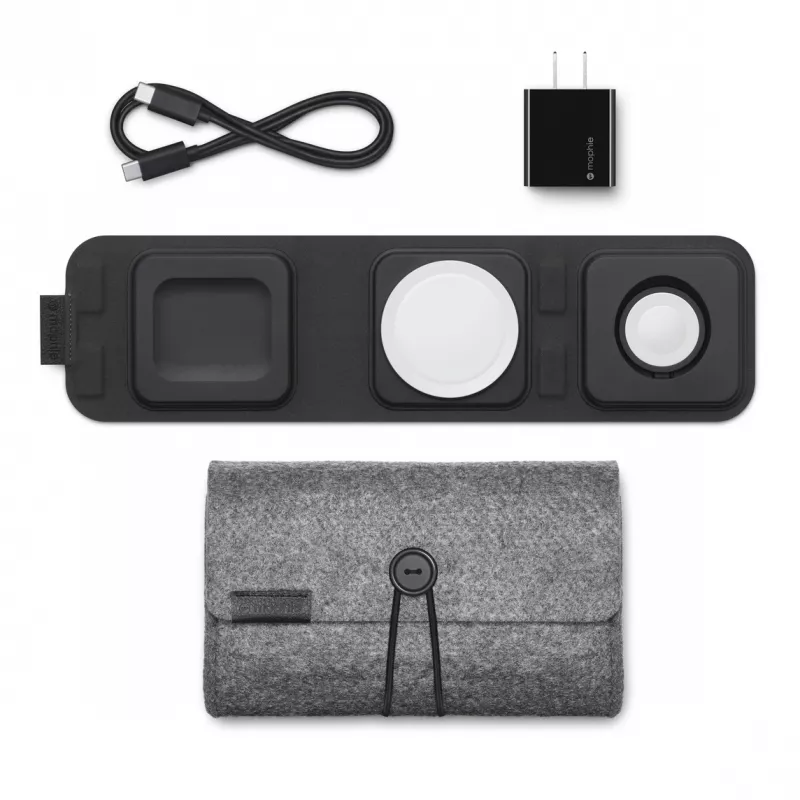 mophie 3-in-1 travel charger with MagSafe (2023), Indoor, USB, Wireless charging, Black