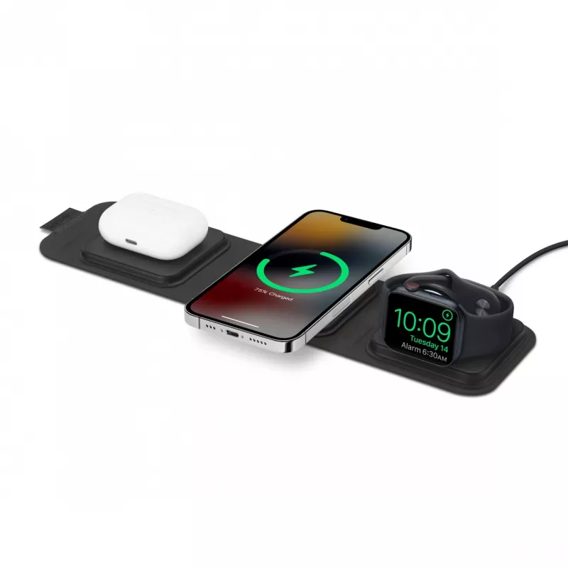 mophie 3-in-1 travel charger with MagSafe (2023), Indoor, USB, Wireless charging, Black