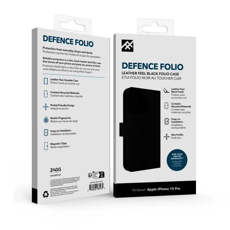 IFROGZ Defence Folio mobile phone case 15.5 cm (6.1 inch) Black