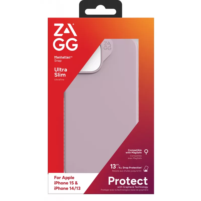 ZAGG Cases Manhattan Snap Apple iPhone 15/iPhone 14/13 Lavender EN/FR