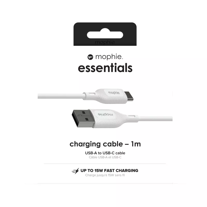 mophie essentials charging cables | 1M USB cable USB 2.0 USB A USB C White