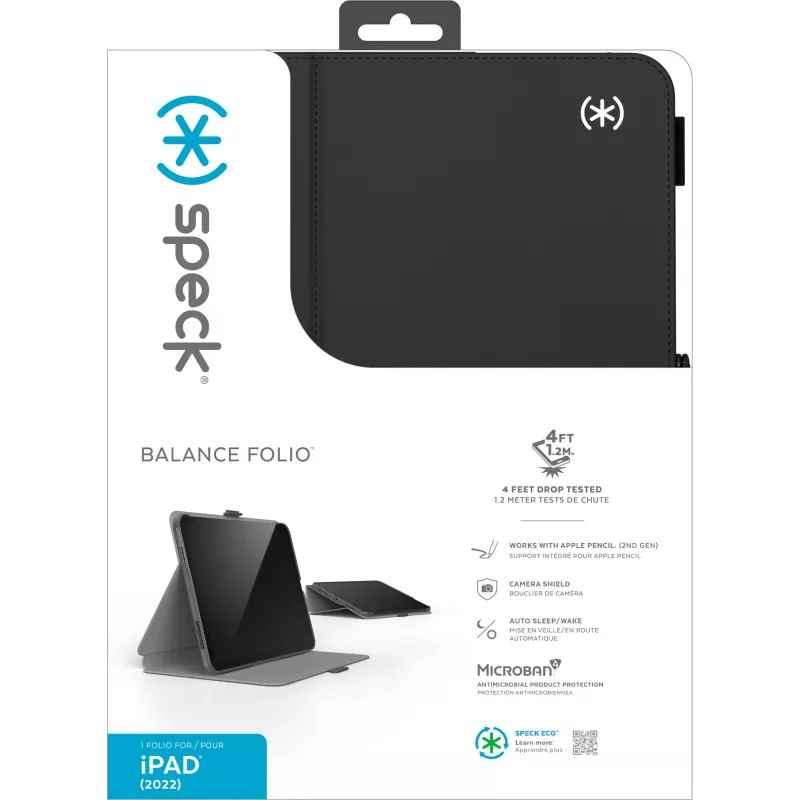 Speck Balance Folio Case Apple iPad 10.9 (2022) Black - with Microban