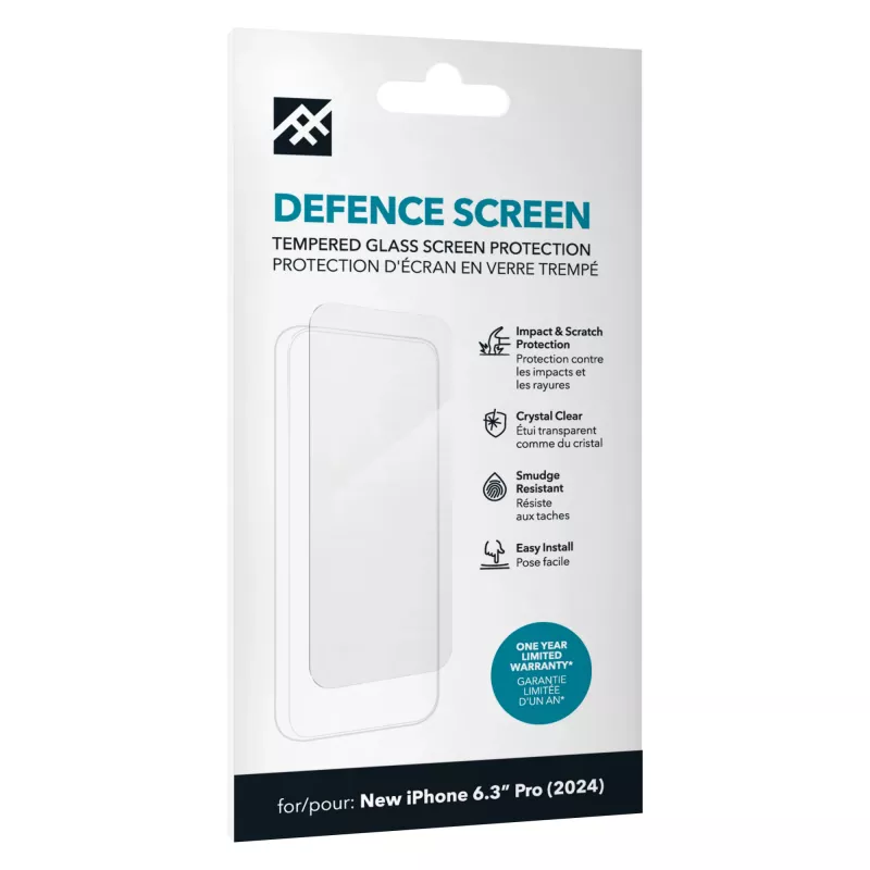 IFROGZ IF Defence Glass Apple iPhone 16 Pro Screen INTL, Apple, iPhone 16 Pro, Impact resistant, Oil resistant, Scratch resistant, Transparent, 1 pc(s)