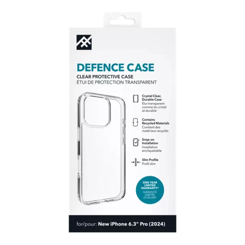 IFROGZ IF Defence Case Apple iPhone 16 Pro Clear INTL, Cover, Apple, iPhone 16 Pro, 16 cm (6.3 inch), Transparent