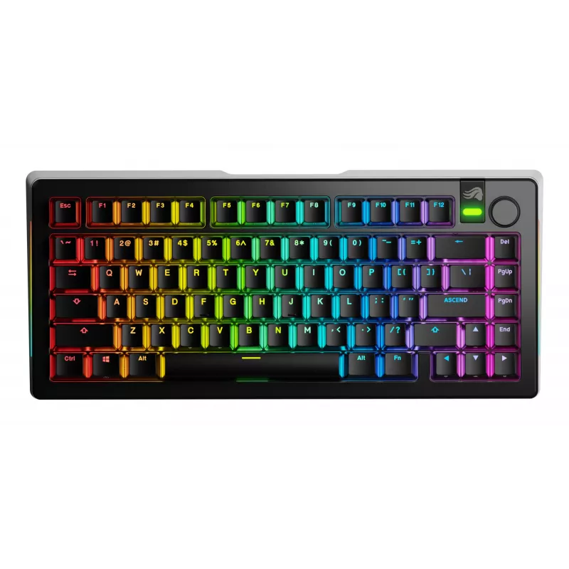 Glorious Gaming GMMK 3 PRO 75% Prebuilt Wireless Black - US, Wired & Wireless, USB + RF Wireless + Bluetooth, Mechanical, QWERTY, RGB LED, Black