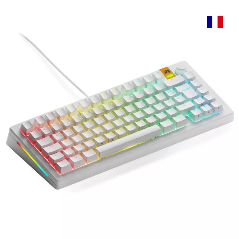 Glorious Gaming GMMK 3 HE 75% Prebuilt Wired White - FR, Wired, USB, Mechanical, AZERTY, RGB LED, White
