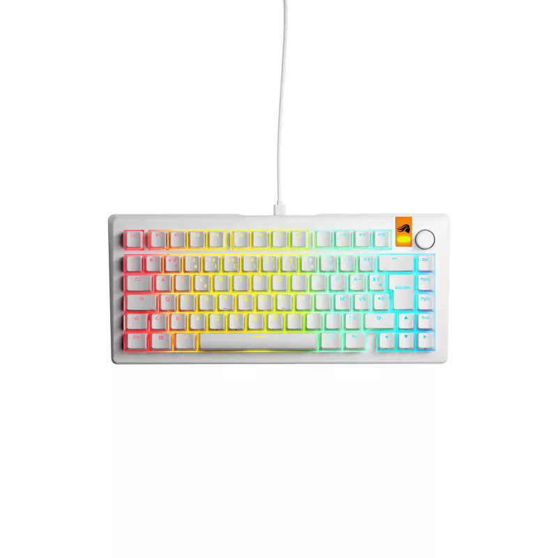 Glorious Gaming GMMK 3 HE 75% Prebuilt Wired White - FR, Wired, USB, Mechanical, AZERTY, RGB LED, White