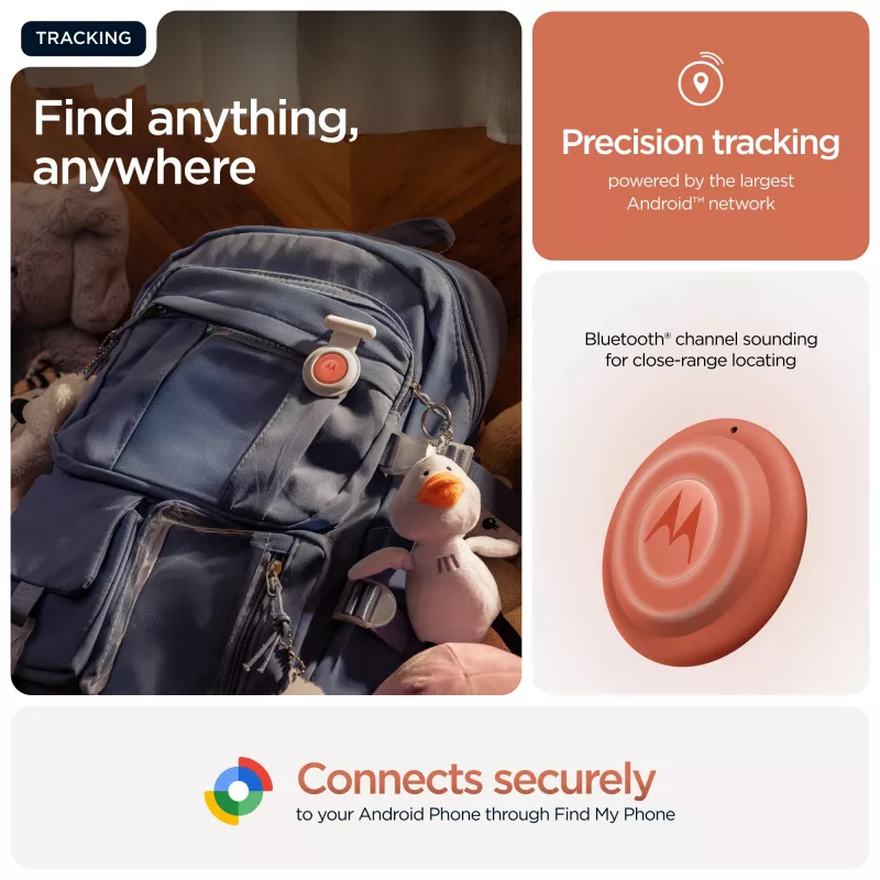 Finder Motorola moto tag 2 — universal tracker, orange, CR2032 battery, up to 14400 h, 7.4 g, Ø 31.9 mm, 8 mm