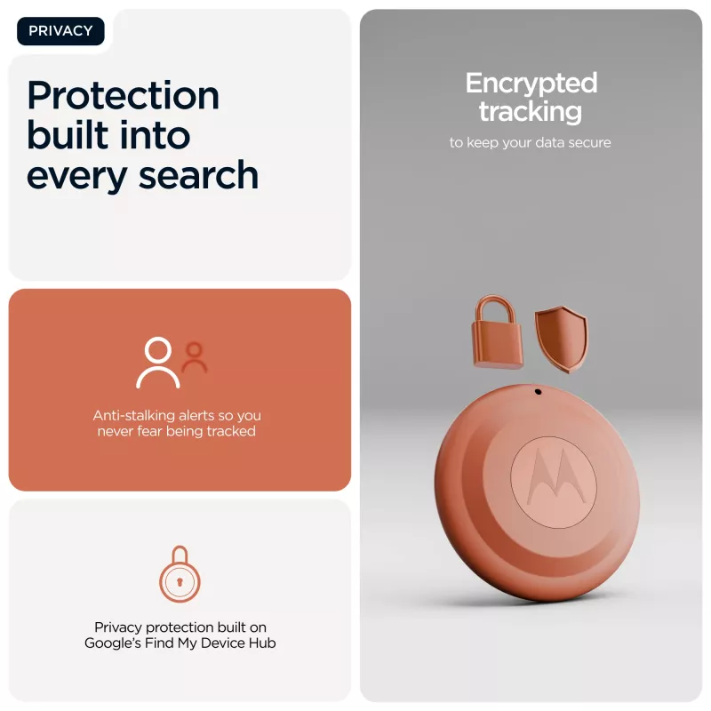 Finder Motorola moto tag 2 — universal tracker, orange, CR2032 battery, up to 14400 h, 7.4 g, Ø 31.9 mm, 8 mm
