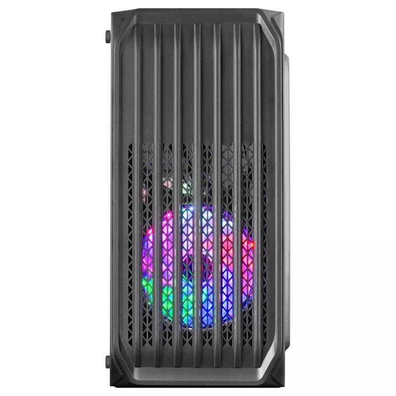 Mars Gaming MC-S2 Black Compact Micro-ATX Gaming PC Case 2 FRGB Rainbow Fans with Front Grille Full Side Window