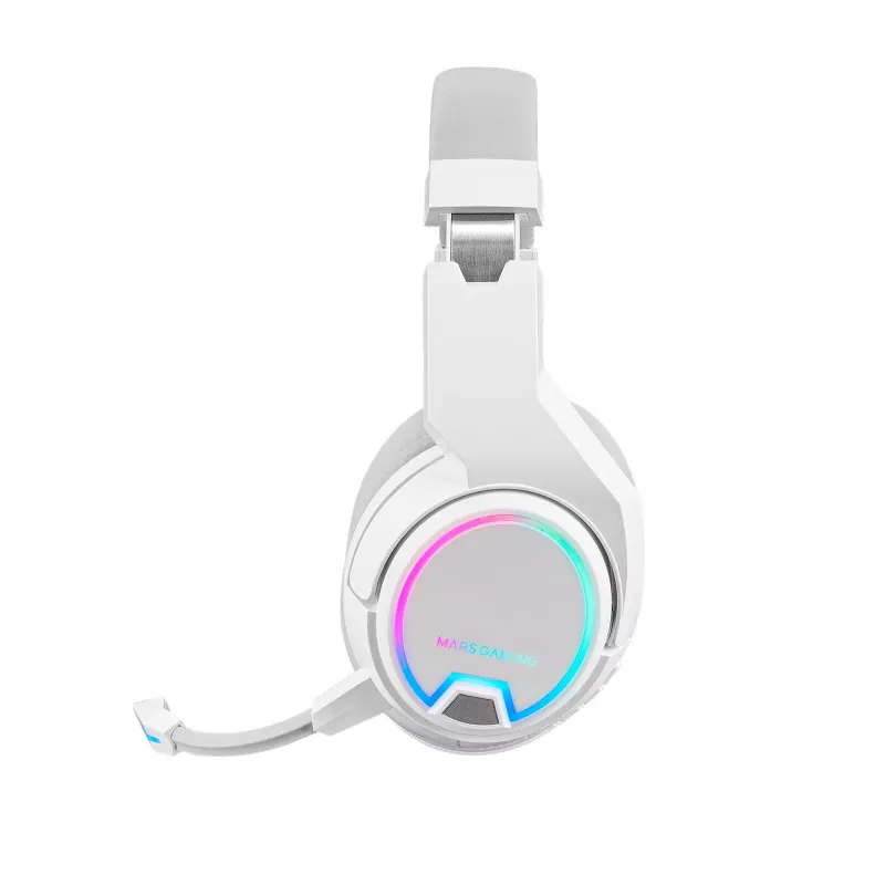 Mars Gaming MHW-100 White Wireless Headset ARGB Flow Removable ENC Microphone Ultra-lightweight Active ENC + Passive Noise Cancellation Universal Compatibility