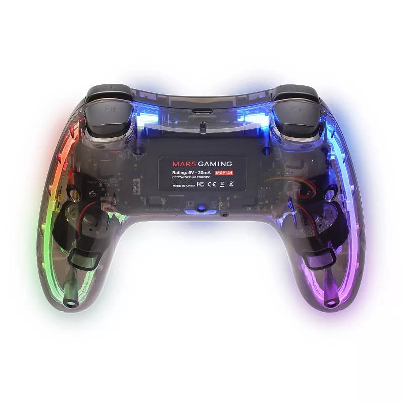 Mars Gaming MGP-24 Wireless Gamepad 2.4GPRO Neon RGB Dual Haptic Vibration Analog Joysticks Controller for PC PS3 PS4 XBOX360 Raspberry Pi Mac Android