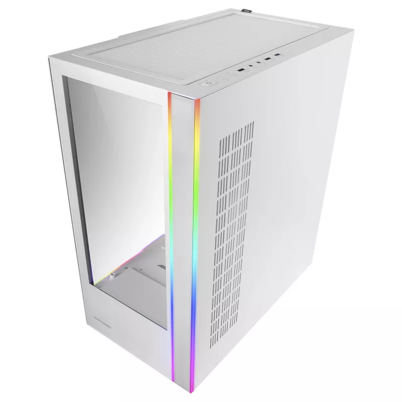 Mars Gaming MC-ULTRA White Custom XXL E-ATX Gaming Tower Dual ARGB LED Stripes Dual Tempered Glass Windows Dual Vertical Camera Structure
