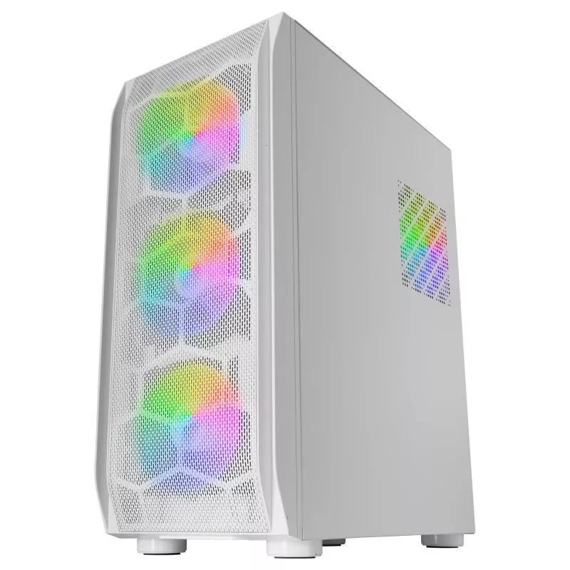 Mars Gaming MC-KX White Premium E-ATX Gaming Tower FREEZER CPU System 5 Ultra-quiet ARGB Fans ARGB Controller and RF Controller Mesh Front