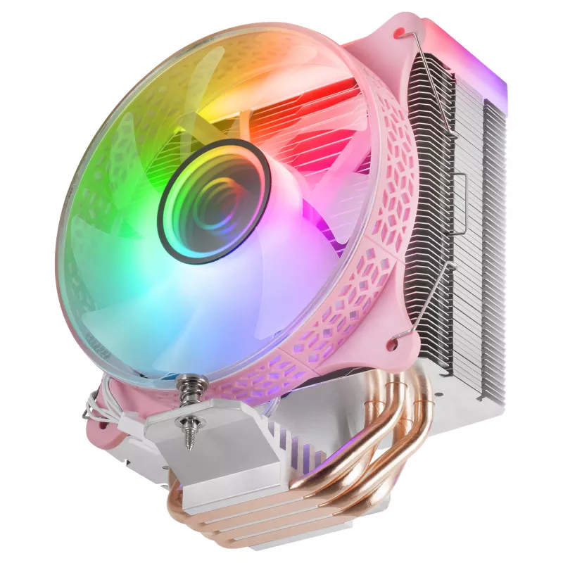 Mars Gaming MCPU-VR Pink CPU Heatsink Dual Infinity Mirror ARGB 4 HCT Heatpipes 180W TDP Ultra-quiet PWM 12cm Fan
