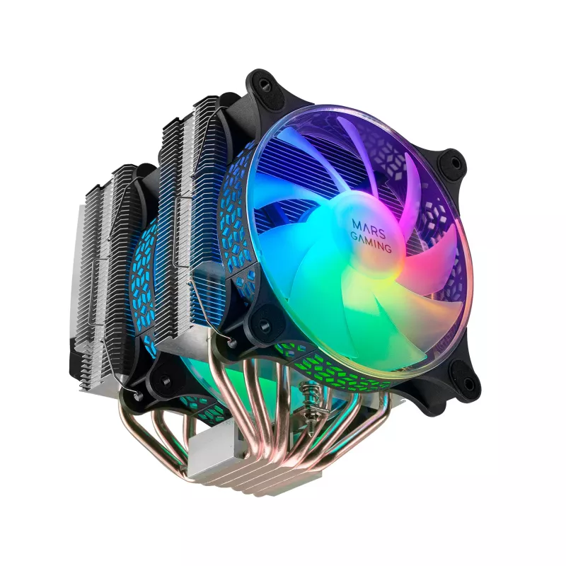 Mars Gaming MCPU-XT Black CPU Heatsink Dual Tower Cooling 6 HCT Heatpipes TDP 300W 2 ARGB PWM 12cm Fans