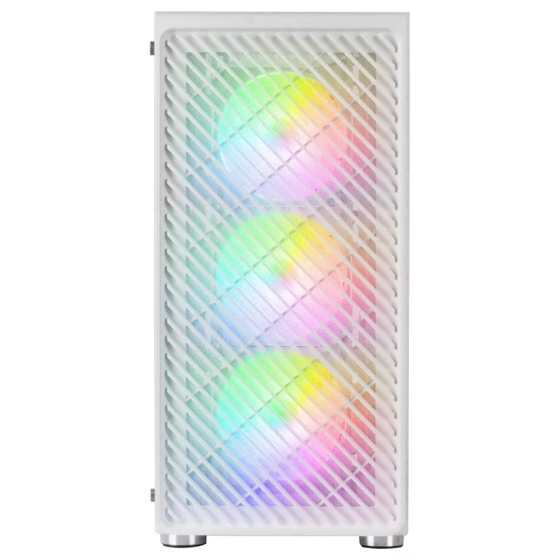 Mars Gaming MC-F White, ATX Gaming Semitower, Full Tempered Glass Window, Metal-Mesh Front, 4x 120mm ARGB Fans