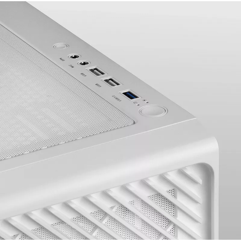 Mars Gaming MC-F White, ATX Gaming Semitower, Full Tempered Glass Window, Metal-Mesh Front, 4x 120mm ARGB Fans