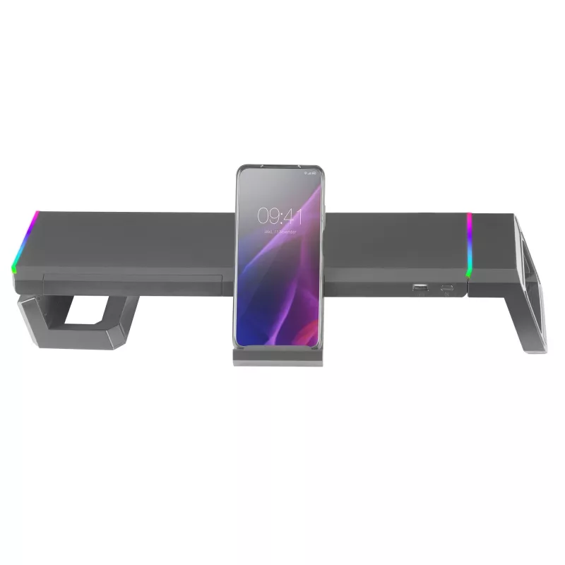 Mars Gaming MGS-ONE Black Chroma RGB Monitor Stand Adjustable Size Smartphone and Tablet Stand Front USB 2.0