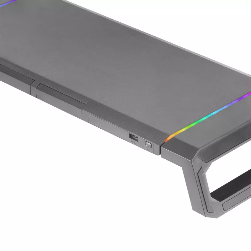 Mars Gaming MGS-ONE Black Chroma RGB Monitor Stand Adjustable Size Smartphone and Tablet Stand Front USB 2.0