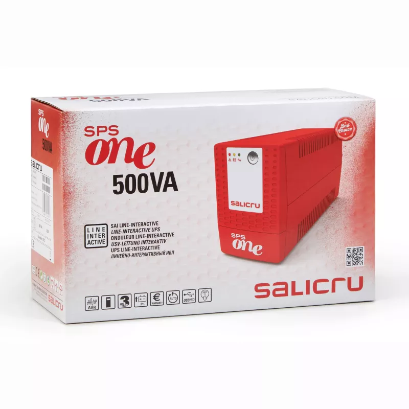 Salicru SPS 500 ONE, Line-Interactive, 0.5 kVA, 240 W, Sine, 162 V, 290 V