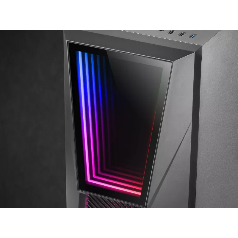 Mars Gaming MC777, ATX Computer Case, ARGB Lighting, Black, PC, Black, ATX, micro ATX, Mini-ITX, Blue, Green, Red, 15.8 cm, 31.8 cm