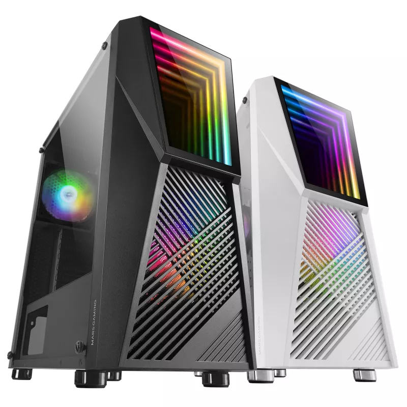 Mars Gaming MC777, ATX Computer Case, ARGB Lighting, Black, PC, Black, ATX, micro ATX, Mini-ITX, Blue, Green, Red, 15.8 cm, 31.8 cm