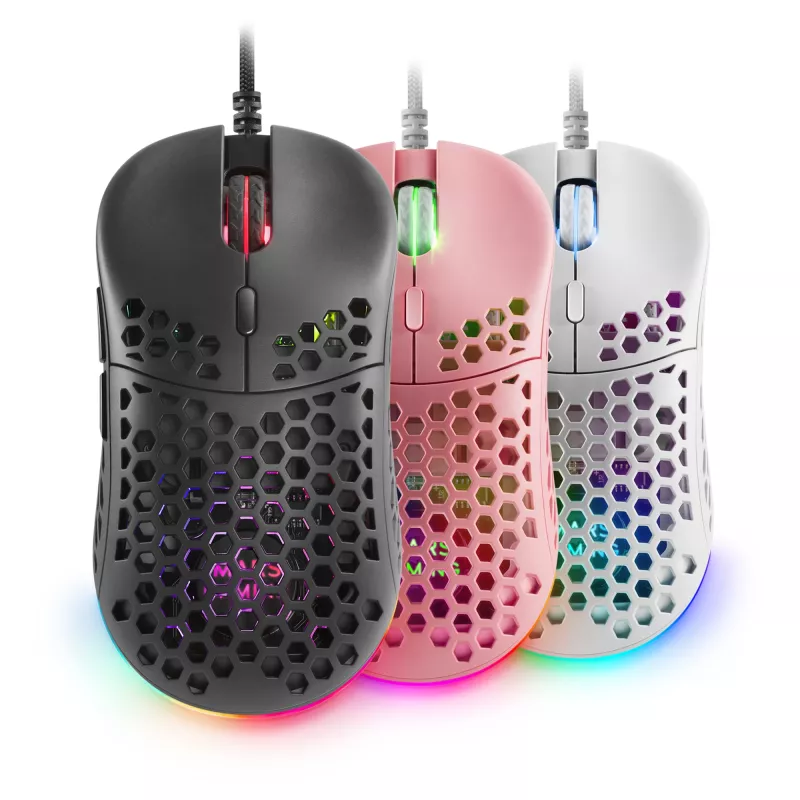Mars Gaming MM55 Black RGB Chroma Gaming Mouse Ultra-lightweight 55g 12800 DPI HUANO Mechanical Switches