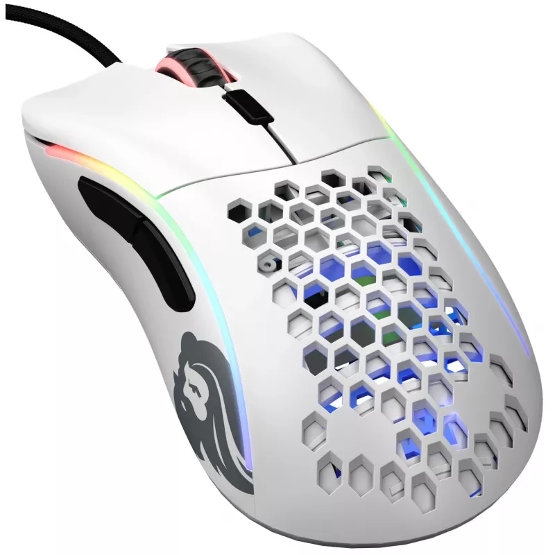 Glorious Gaming Glorious Model D Minus - Matte White, Right-hand, Optical, USB Type-A, 3200 DPI, 1 ms, White