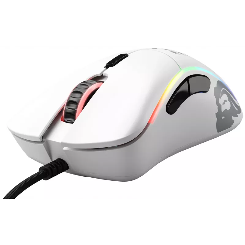 Glorious Gaming Glorious Model D Minus - Matte White, Right-hand, Optical, USB Type-A, 3200 DPI, 1 ms, White