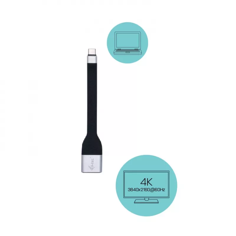 ITEC USB-C to DisplayPort adapter i-tec USB-C Flat DP Adapter 4K/60 Hz, 0.11 m cable, black