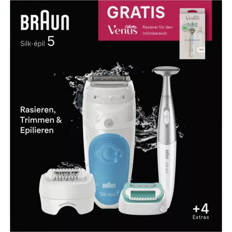 Braun Silk-épil 5 810 +Gillette Venus Trimmer 28 tweezers Blue, White