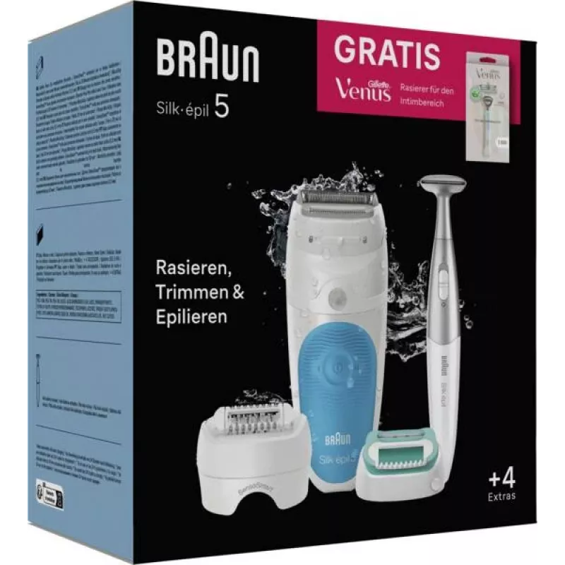 Braun Silk-épil 5 810 +Gillette Venus Trimmer 28 tweezers Blue, White