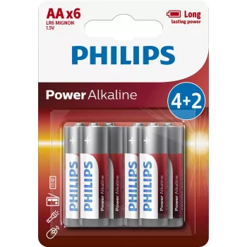 Single-use battery Philips Power Alkaline Battery LR6P6BP/10